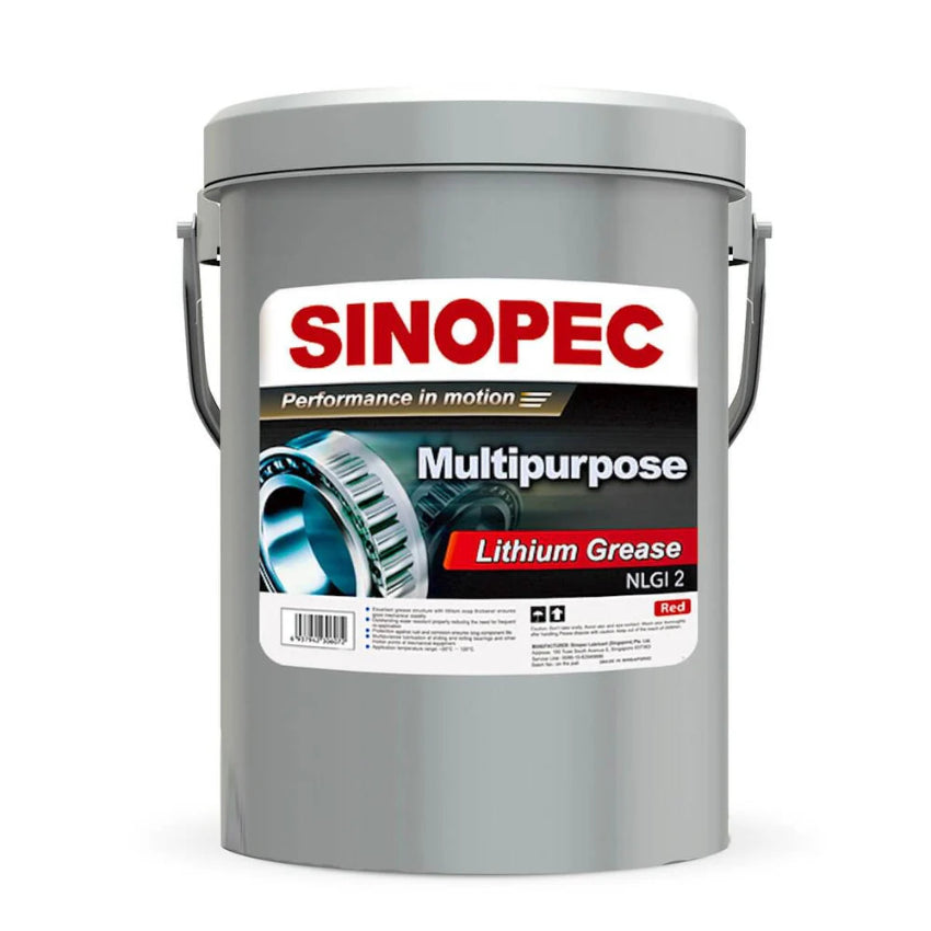 Front image of Sinopec Multipurpose Lithium Grease NLGI 2  red pail of 17 kg.